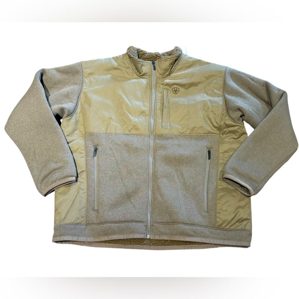 Ariat Grizzly Canvas Bluff Men’s XXL Tan  Sherpa Lined Zip Jacket/Coat